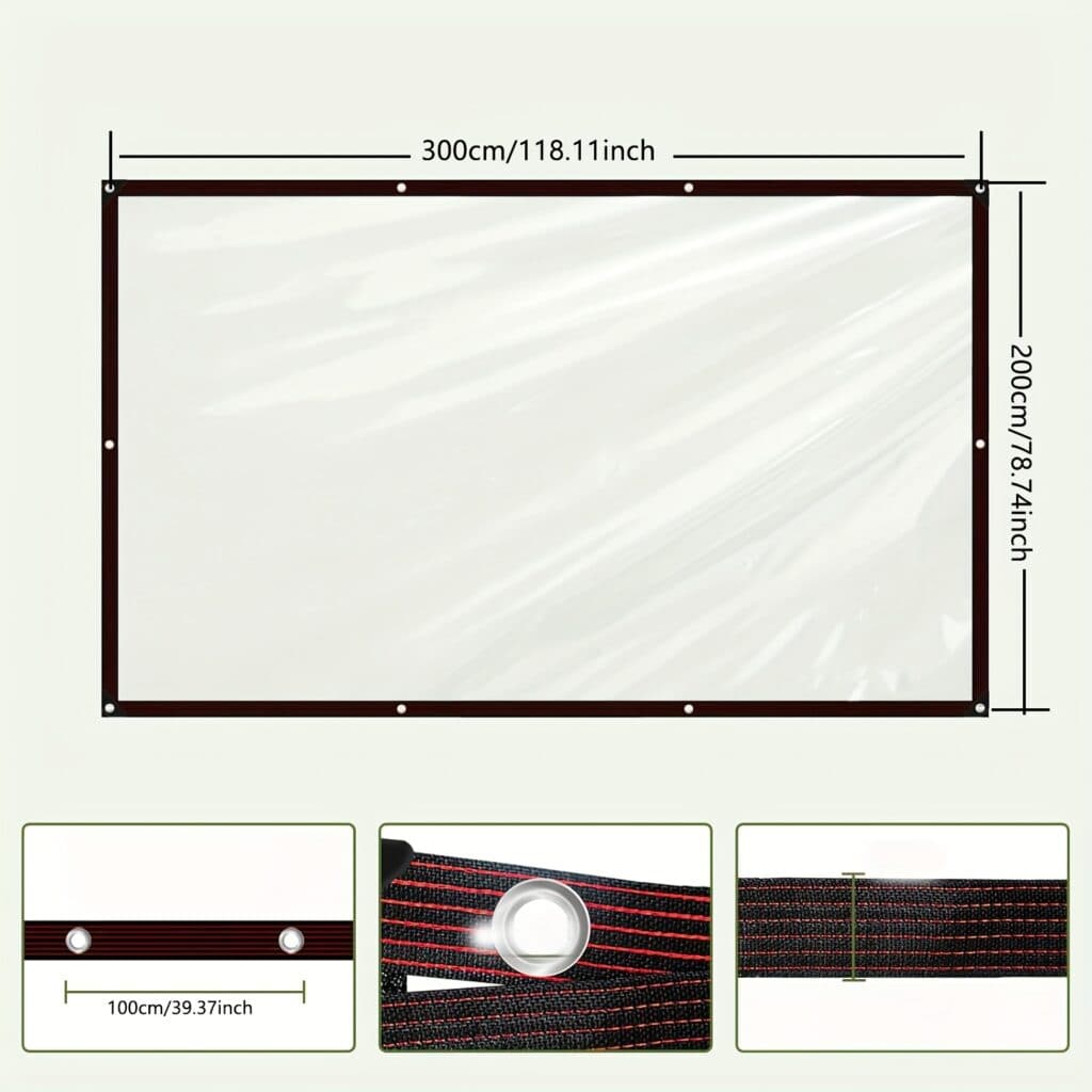 Heavy-Duty Transparent Waterproof Tarp with Reinforced Eyelets