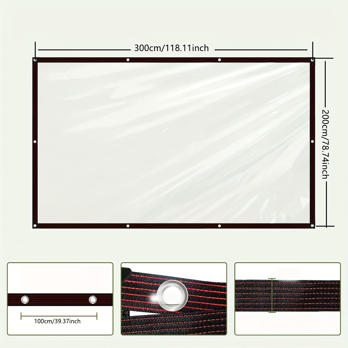 Heavy-Duty Transparent Waterproof Tarp with Reinforced Eyelets