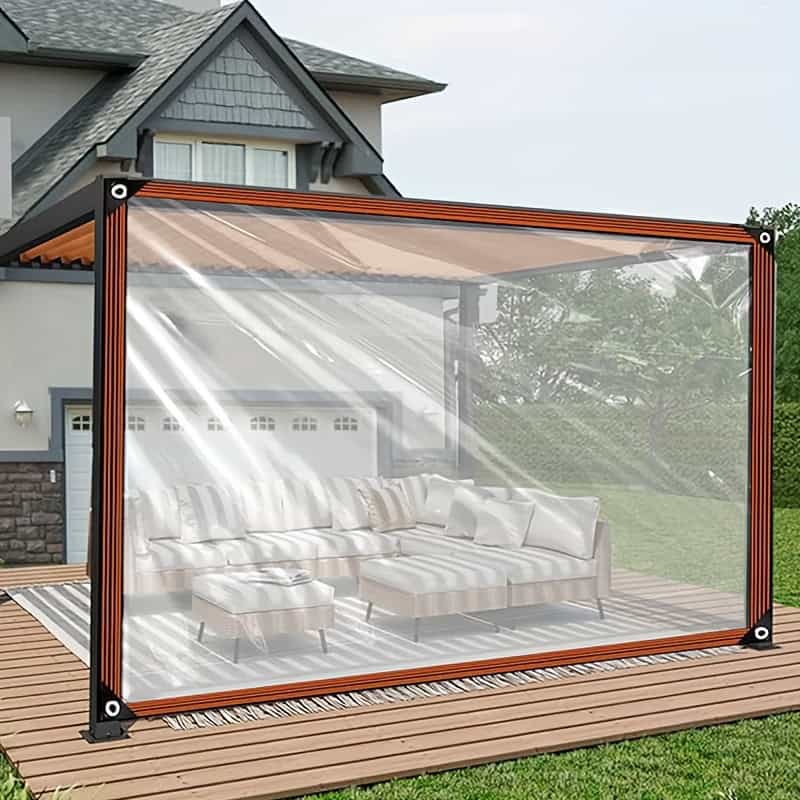 Heavy-Duty Transparent Waterproof Tarp with Reinforced Eyelets