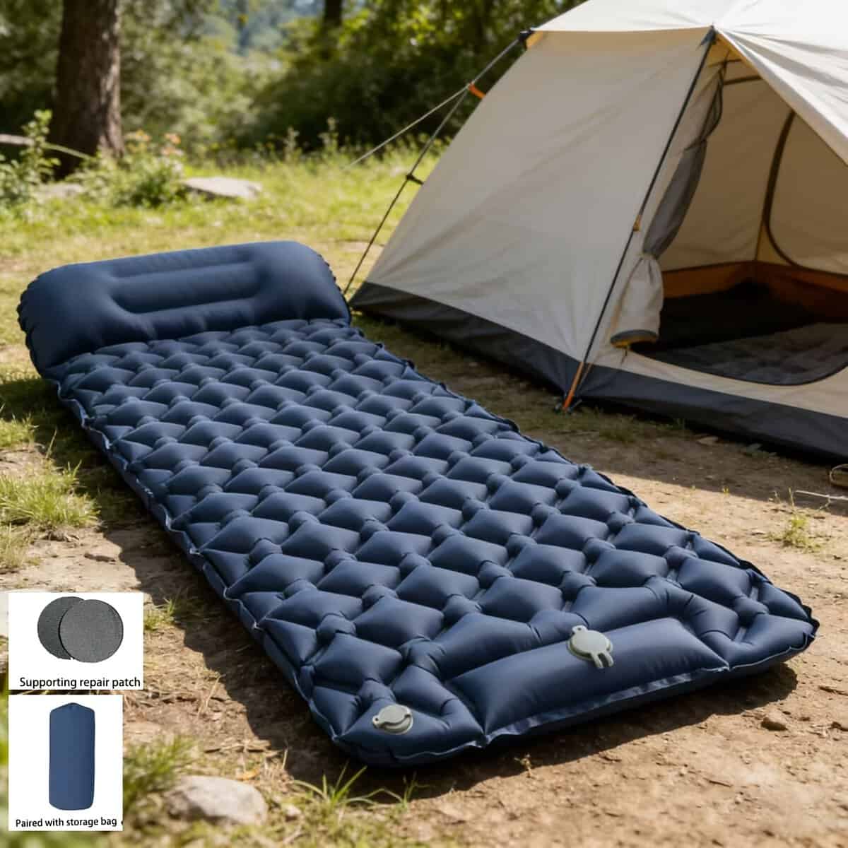 Ultralight Inflatable Camping Sleeping Pad with Built-In Pump