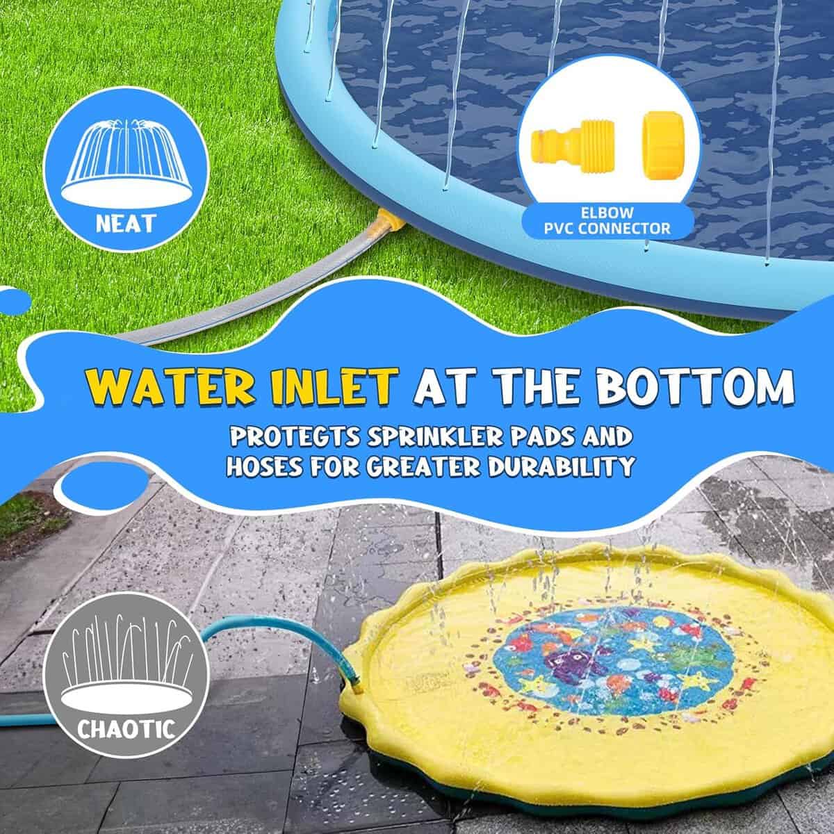 Inflatable Splash Pad Pool with Sprinkler for Kids and Dogs