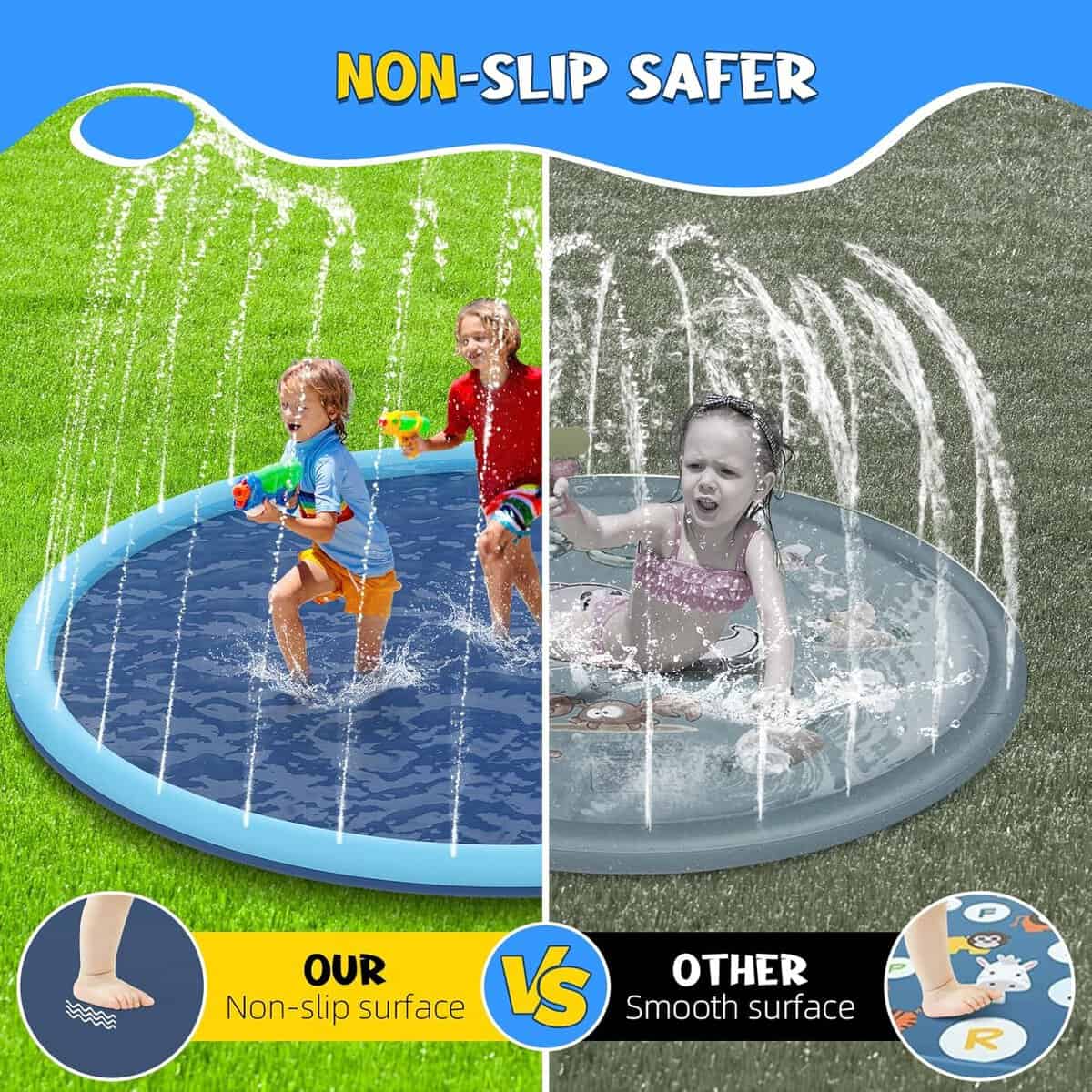 Inflatable Splash Pad Pool with Sprinkler for Kids and Dogs